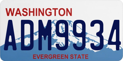 WA license plate ADM9934