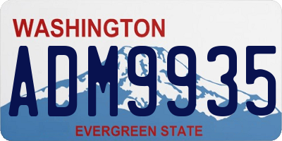 WA license plate ADM9935
