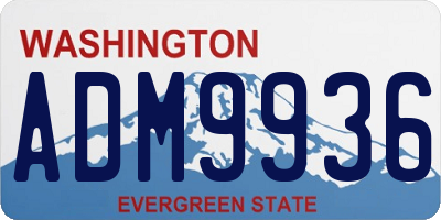 WA license plate ADM9936
