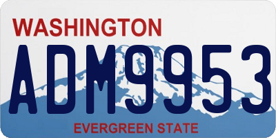 WA license plate ADM9953