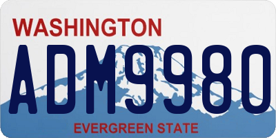 WA license plate ADM9980