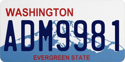 WA license plate ADM9981