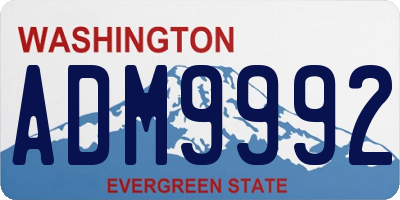 WA license plate ADM9992