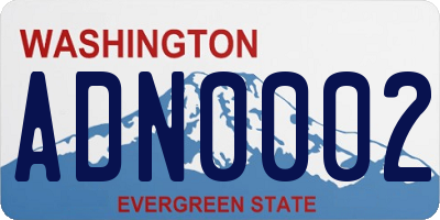 WA license plate ADN0002
