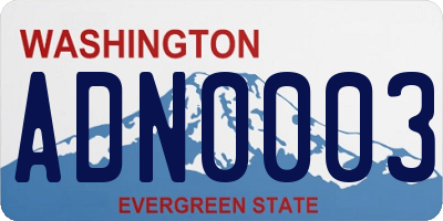 WA license plate ADN0003