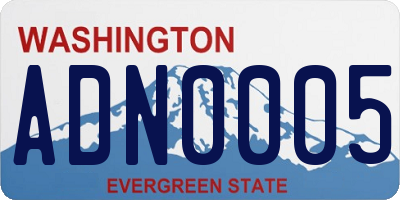 WA license plate ADN0005