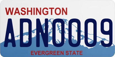 WA license plate ADN0009