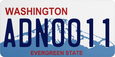 WA license plate ADN0011