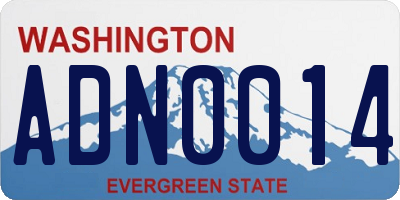 WA license plate ADN0014