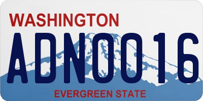 WA license plate ADN0016