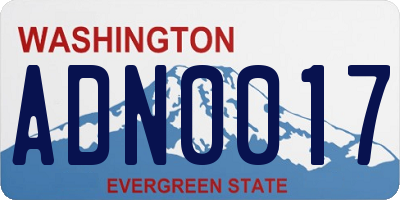 WA license plate ADN0017