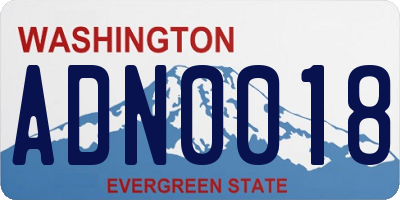 WA license plate ADN0018