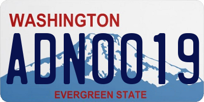 WA license plate ADN0019