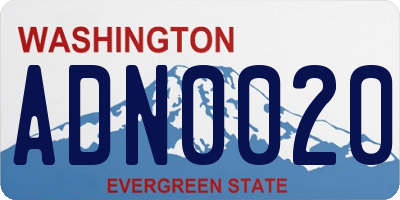 WA license plate ADN0020