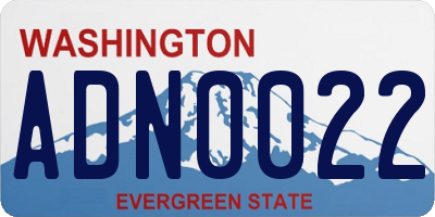 WA license plate ADN0022