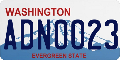 WA license plate ADN0023