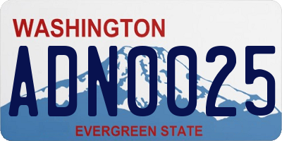 WA license plate ADN0025