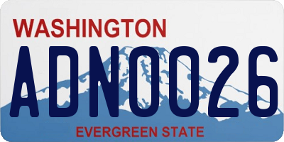 WA license plate ADN0026