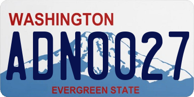 WA license plate ADN0027