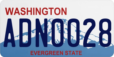 WA license plate ADN0028