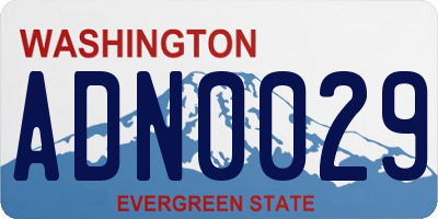 WA license plate ADN0029