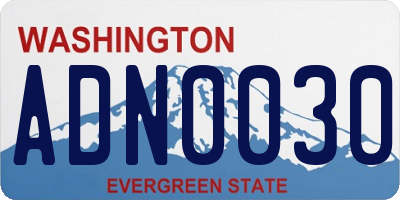 WA license plate ADN0030