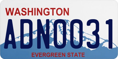 WA license plate ADN0031