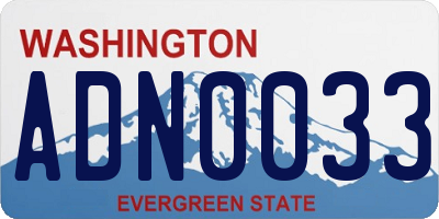 WA license plate ADN0033