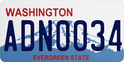 WA license plate ADN0034