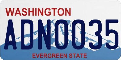 WA license plate ADN0035