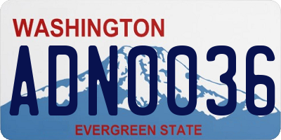 WA license plate ADN0036
