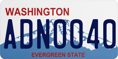 WA license plate ADN0040
