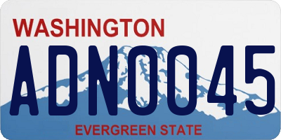 WA license plate ADN0045