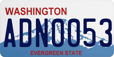 WA license plate ADN0053