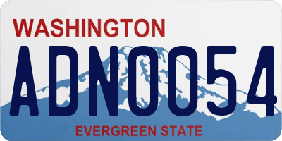 WA license plate ADN0054