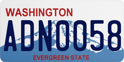 WA license plate ADN0058