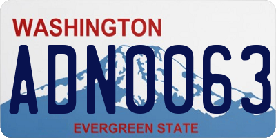 WA license plate ADN0063