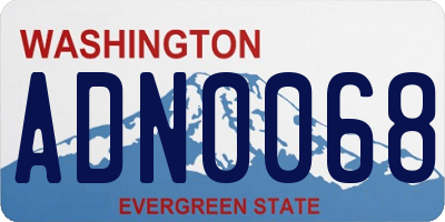 WA license plate ADN0068
