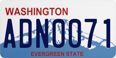 WA license plate ADN0071