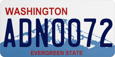 WA license plate ADN0072
