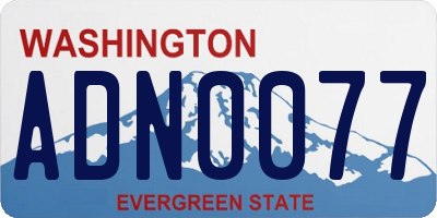 WA license plate ADN0077