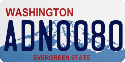 WA license plate ADN0080