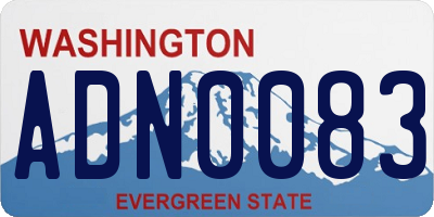 WA license plate ADN0083
