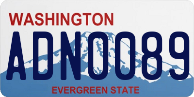 WA license plate ADN0089