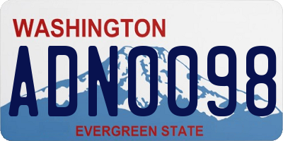 WA license plate ADN0098