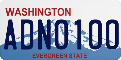 WA license plate ADN0100