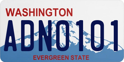 WA license plate ADN0101