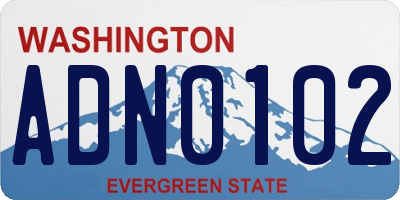 WA license plate ADN0102