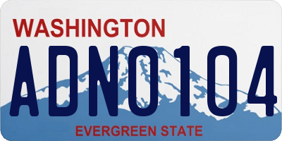 WA license plate ADN0104
