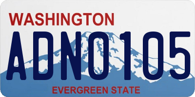 WA license plate ADN0105